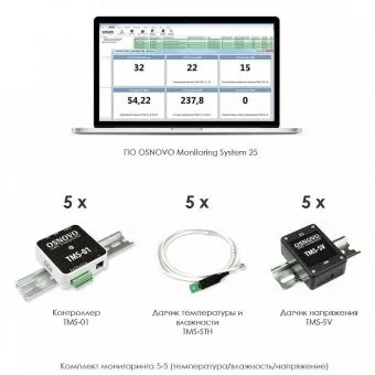 картинка Комплект мониторинга Osnovo 5-5 от магазина Охранных систем и видеонаблюдения