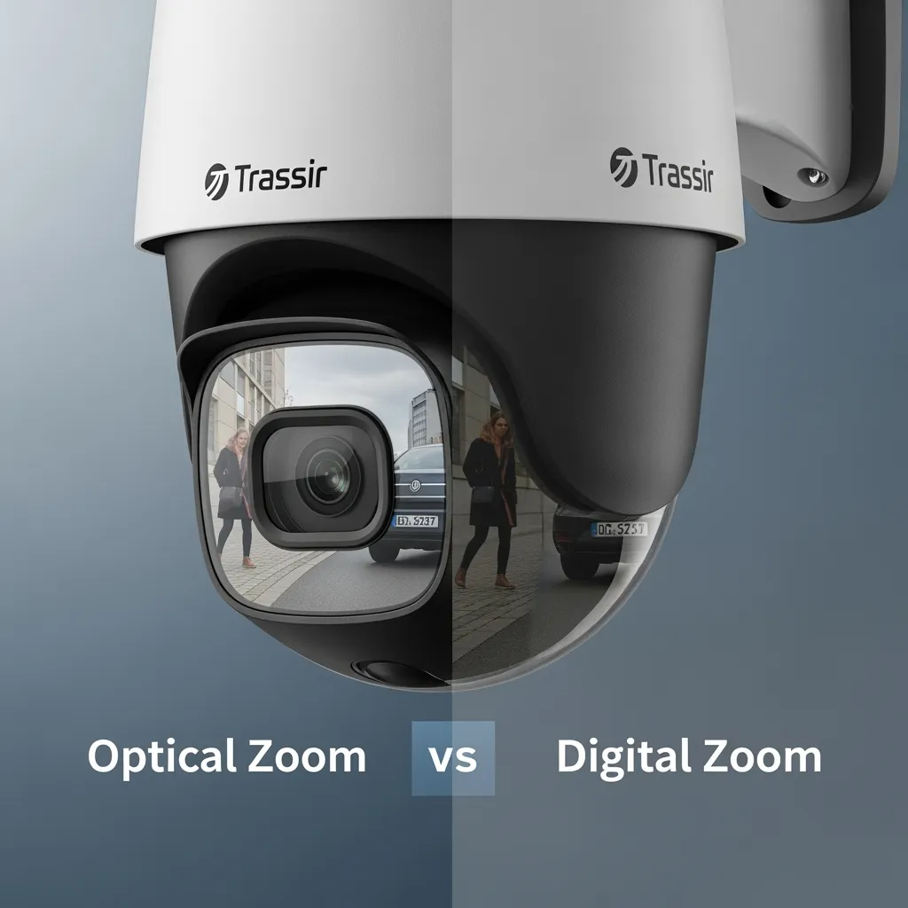 Оптический vs цифровой зум в камерах Trassir: что важно для наблюдения