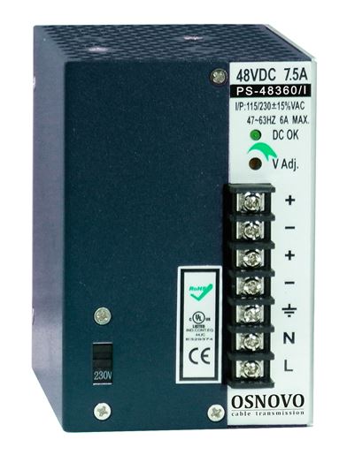 картинка Промышленный блок питания OSNOVO PS-48360/I от магазина Охранных систем и видеонаблюдения