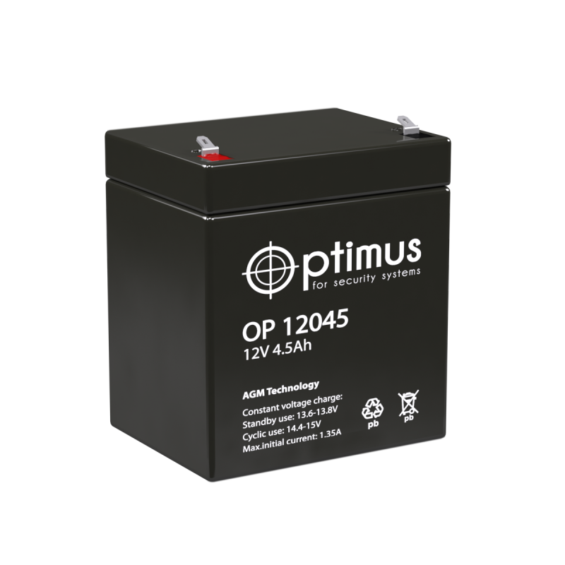 картинка Optimus OP 12045 аккумулятор 12В, 4.5Ач от магазина Охранных систем и видеонаблюдения