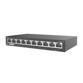 картинка 10-портовый неуправляемый коммутатор с поддержкой PoE (Power over Ethernet) Uniview NSW2020-10T-LPOE-IN от магазина Охранных систем и видеонаблюдения