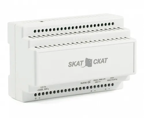 картинка Источник питания                             Бастион SKAT-12-3.0 DIN (СКАТ ИБП-12/3-DIN) источник питания 12В 3А пластиковый корпус под DIN рейку 35 мм от магазина Охранных систем и видеонаблюдения