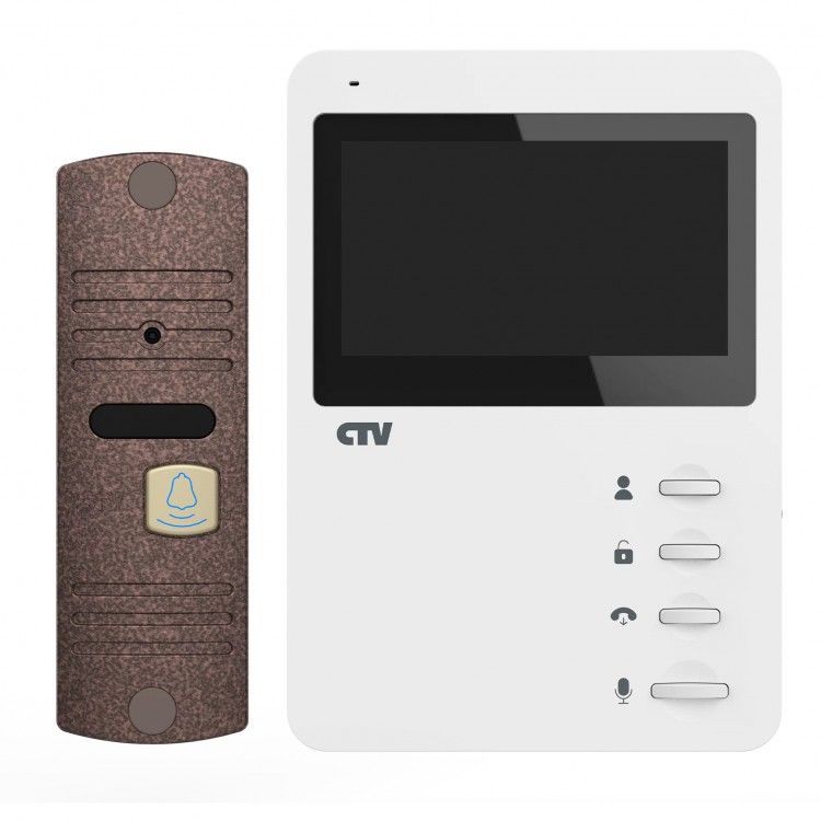 картинка CTV-DP1400N WBr Комплект видеодомофона цв. корпуса - белый, панель бронза от магазина Охранных систем и видеонаблюдения