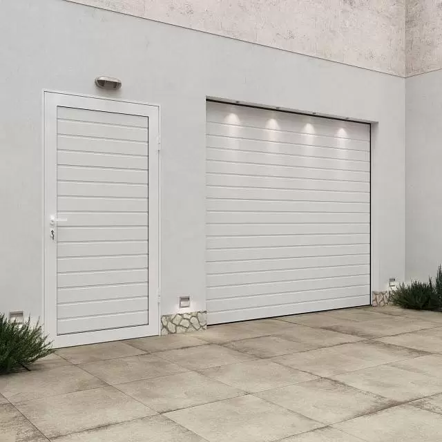 картинка Подъемные ворота с боковой дверью ALUTECH Trend 2500×2250 мм от магазина Охранных систем и видеонаблюдения