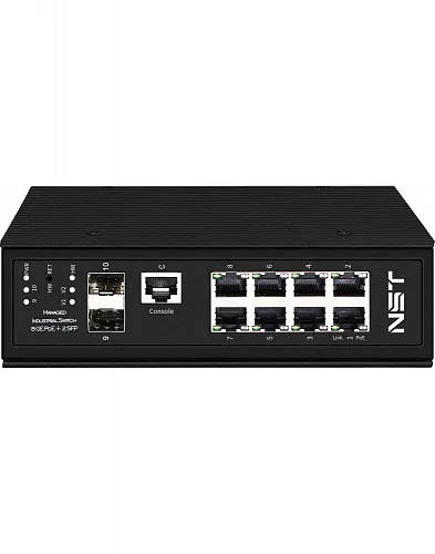 картинка NS-SW-8G2G-PL/IM Промышленный управляемый (L2+)HiPoE коммутатор Gigabit Ethernet на 8GE PoE+2 GE SFP от магазина Охранных систем и видеонаблюдения