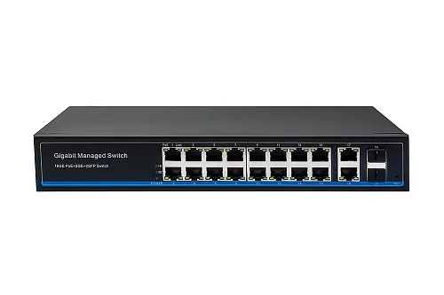 картинка NS-SW-16G4G-PL Управляемый L2 PoE коммутатор Gigabit Ethernet на 16 RJ45 PoE+2xRJ45+2 GE SFP портов. от магазина Охранных систем и видеонаблюдения
