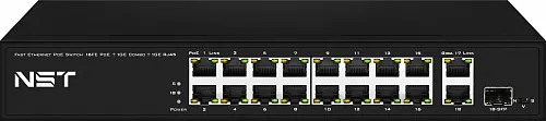 картинка Коммутатор NST NS-SW-16F3G-P Fast Ethernet на 16 x RJ45 PoE + 2 x RJ45 GE + 1 SFP GE порта. от магазина Охранных систем и видеонаблюдения