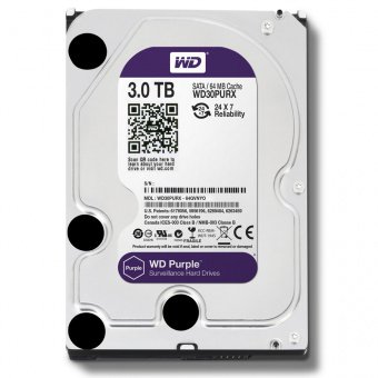 картинка 3 ТБ жесткий диск WD30PURZ серии WD Purple для систем видеонаблюдения от магазина Охранных систем и видеонаблюдения