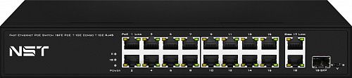 картинка Коммутатор NST NS-SW-16F3G-P Fast Ethernet на 16 x RJ45 PoE + 2 x RJ45 GE + 1 SFP GE порта. от магазина Охранных систем и видеонаблюдения