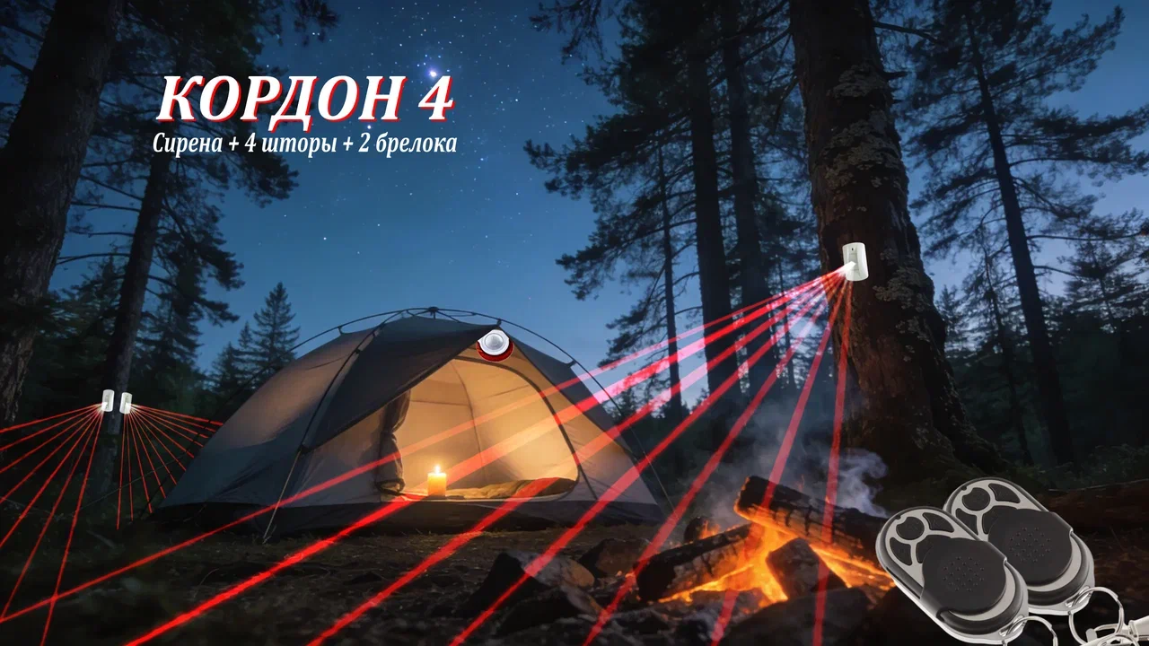 картинка VIGUARD Кордон 4 комплект автономной сигнализации на 4 датчика от магазина Охранных систем и видеонаблюдения