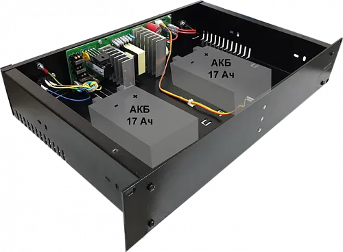 картинка Бастион СКАТ-1200И7 RACK (СКАТ ИБП-12/5-2x17-RACK) источник питания 12В, 5А, высота 2U под 2 от магазина Охранных систем и видеонаблюдения