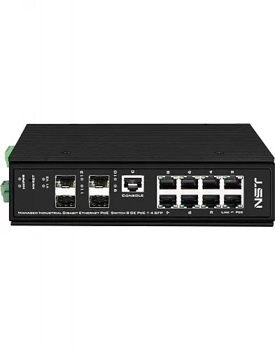 картинка NS-SW-8G4G-PL/IM Промышленный управляемый (L2+) HiPoE коммутатор Gigabit Ethernet на 8GE PoE+4GE SFP от магазина Охранных систем и видеонаблюдения