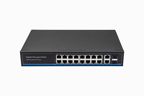 картинка NS-SW-16G4G-PL Управляемый L2 PoE коммутатор Gigabit Ethernet на 16 RJ45 PoE+2xRJ45+2 GE SFP портов. от магазина Охранных систем и видеонаблюдения