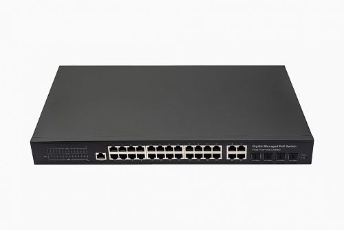 картинка NS-SW-24G4G-PL Управляемый L2 PoE коммутатор Gigabit Ethernet на 24 RJ45 PoE+4xGE Combo Uplink порта от магазина Охранных систем и видеонаблюдения