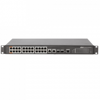 картинка Управляемый 24-портовый FE РоЕ-коммутатор Dahua DH-PFS4226-24ET-360 от магазина Охранных систем и видеонаблюдения