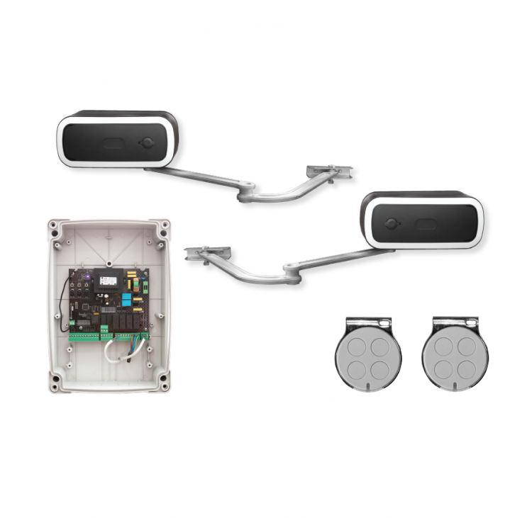 картинка SKY-ARM1000KIT комплект: SKY-ARM1000 привод (2 шт.), SKYZA1N блок управления, SKY-TX8 пульт (2 шт.) от магазина Охранных систем и видеонаблюдения