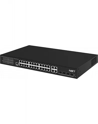картинка NS-SW-24G4G-PL Управляемый L2 PoE коммутатор Gigabit Ethernet на 24 RJ45 PoE+4xGE Combo Uplink порта от магазина Охранных систем и видеонаблюдения