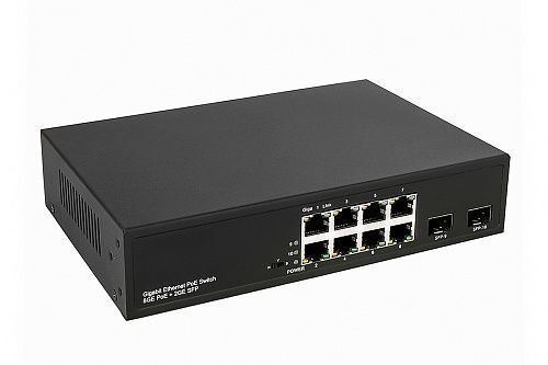 картинка NS-SW-8G2G-P PoE коммутатор Gigabit Ethernet на 8 RJ45 + 2 SFP порта. от магазина Охранных систем и видеонаблюдения