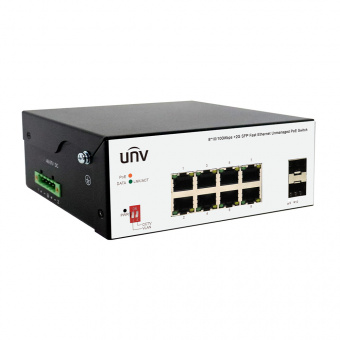 картинка Неуправляемый коммутатор с поддержкой PoE (Power over Ethernet) Uniview ISW2000-8T2GP-POE-IN от магазина Охранных систем и видеонаблюдения