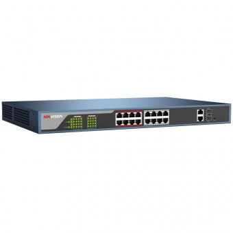 картинка PoE-коммутатор (Web-интерфейс) Hikvision DS-3E1318P-E с 16 PoE-портами от магазина Охранных систем и видеонаблюдения