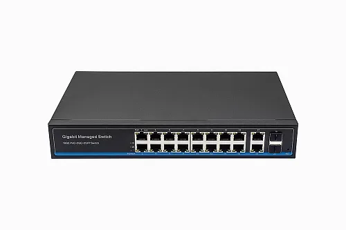 картинка NS-SW-16G4G-PL Управляемый L2 PoE коммутатор Gigabit Ethernet на 16 RJ45 PoE+2xRJ45+2 GE SFP портов. от магазина Охранных систем и видеонаблюдения