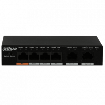 картинка Неуправляемый 4-портовый Fast Ethernet PoE-коммутатор Dahua DH-PFS3006-4ET-60 от магазина Охранных систем и видеонаблюдения