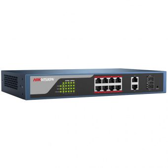 картинка PoE-свитч (Web-интерфейс) Hikvision DS-3E1310P-E с 8 PoE-портами от магазина Охранных систем и видеонаблюдения