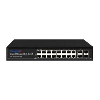 картинка РоЕ-коммутатор TRASSIR  TR-NS24202S-300-16PoE v2 от магазина Охранных систем и видеонаблюдения