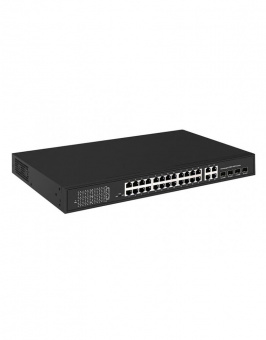 картинка PoE-коммутатор NST NS-SW-24F4G-P от магазина Охранных систем и видеонаблюдения
