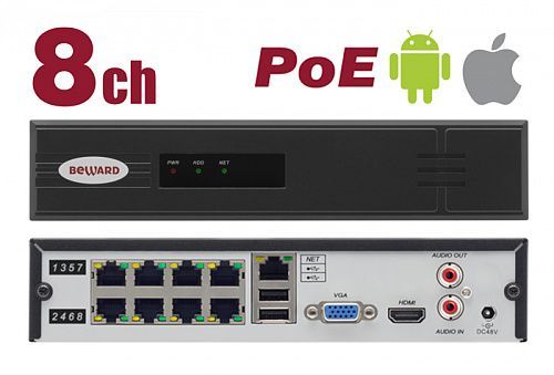 картинка IP-видеорегистратор BK0108H2-P8 от магазина Охранных систем и видеонаблюдения
