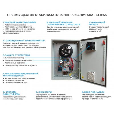 картинка Уличный стабилизатор напряжения SKAT ST-10000 IP54 от магазина Охранных систем и видеонаблюдения
