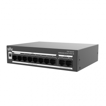 картинка 8-портовый неуправляемый коммутатор с поддержкой технологии Power over Ethernet (PoE) Uniview NSW2020-8T2GT-POE-IN от магазина Охранных систем и видеонаблюдения